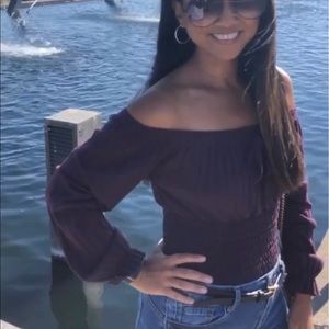 Off the shoulder wine top